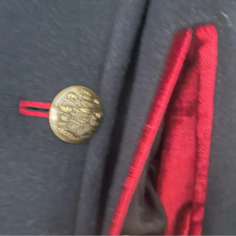 Free People Black Wool military PEACOAT size M Red textile accents, fully lined - Picture 14 of 16